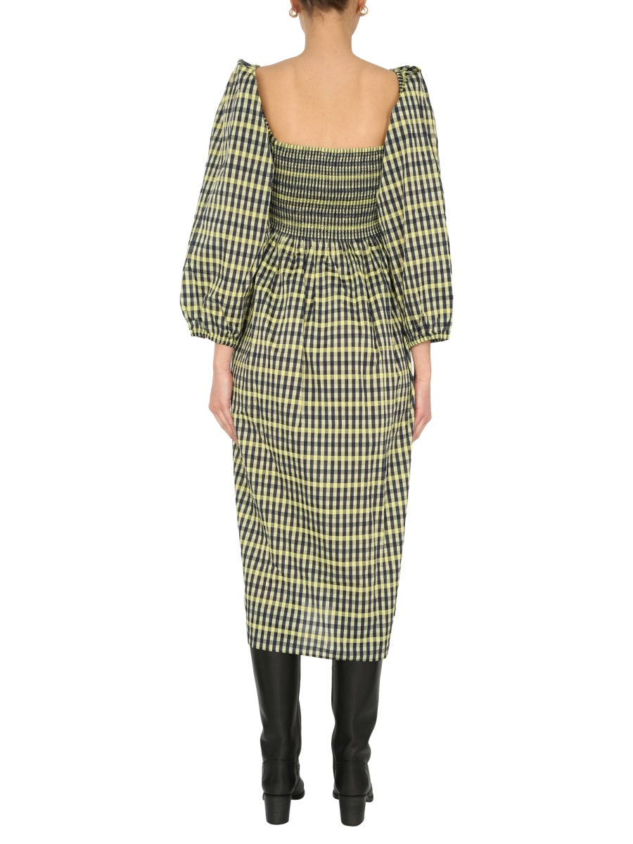 BAUM UND PFERDGARTEN Women's Mini Dress with Straight Neckline and Smock Detail