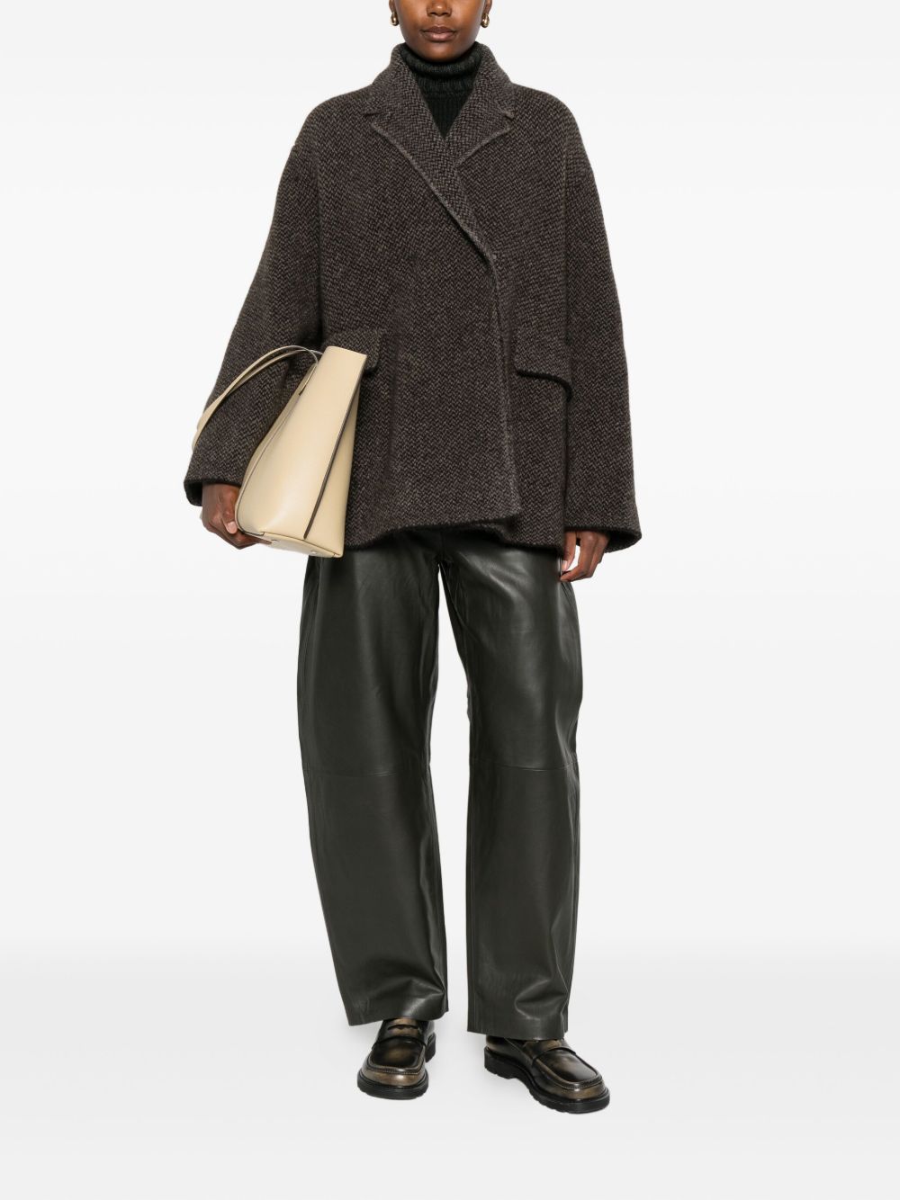 BOBOUTIC Wool Jacket with Notched Lapel and Flap Pockets