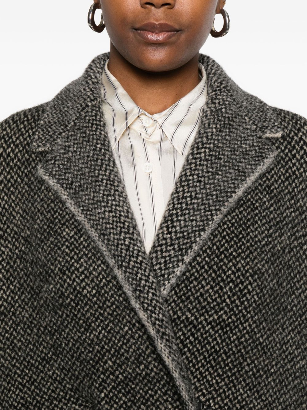 BOBOUTIC Wool Herringbone Weave Jacket with Patch Pockets