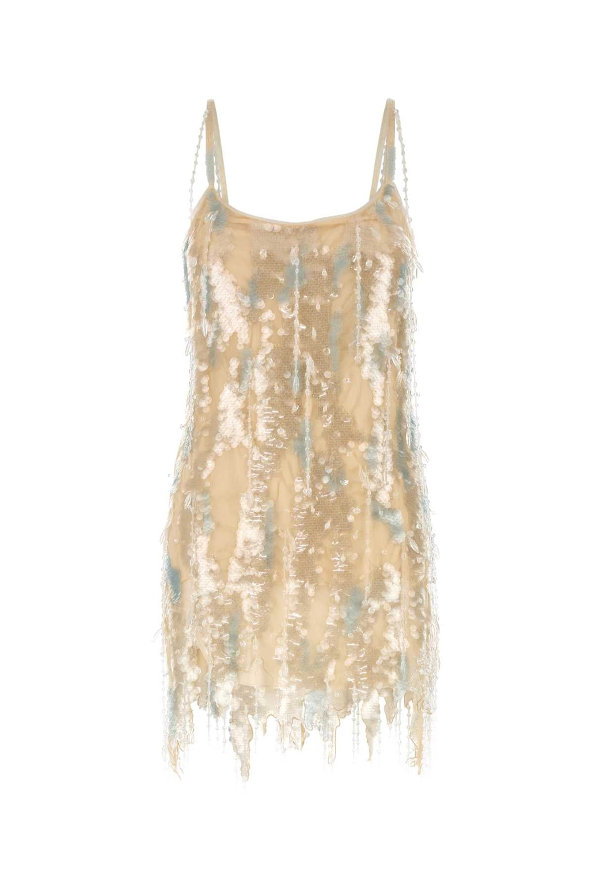 BLUMARINE Embellished Mesh Mini Dress
