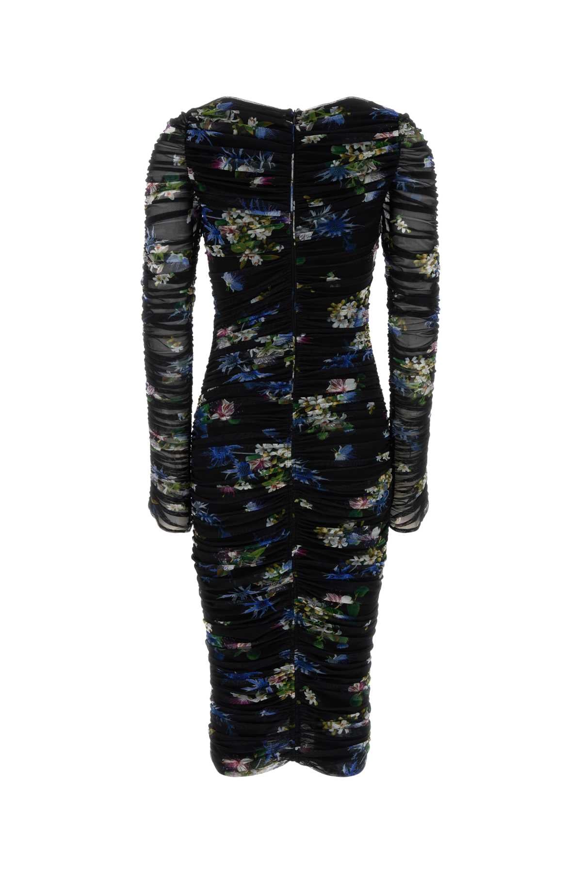 BLUMARINE Floral Printed Stretch Tulle Mini Dress