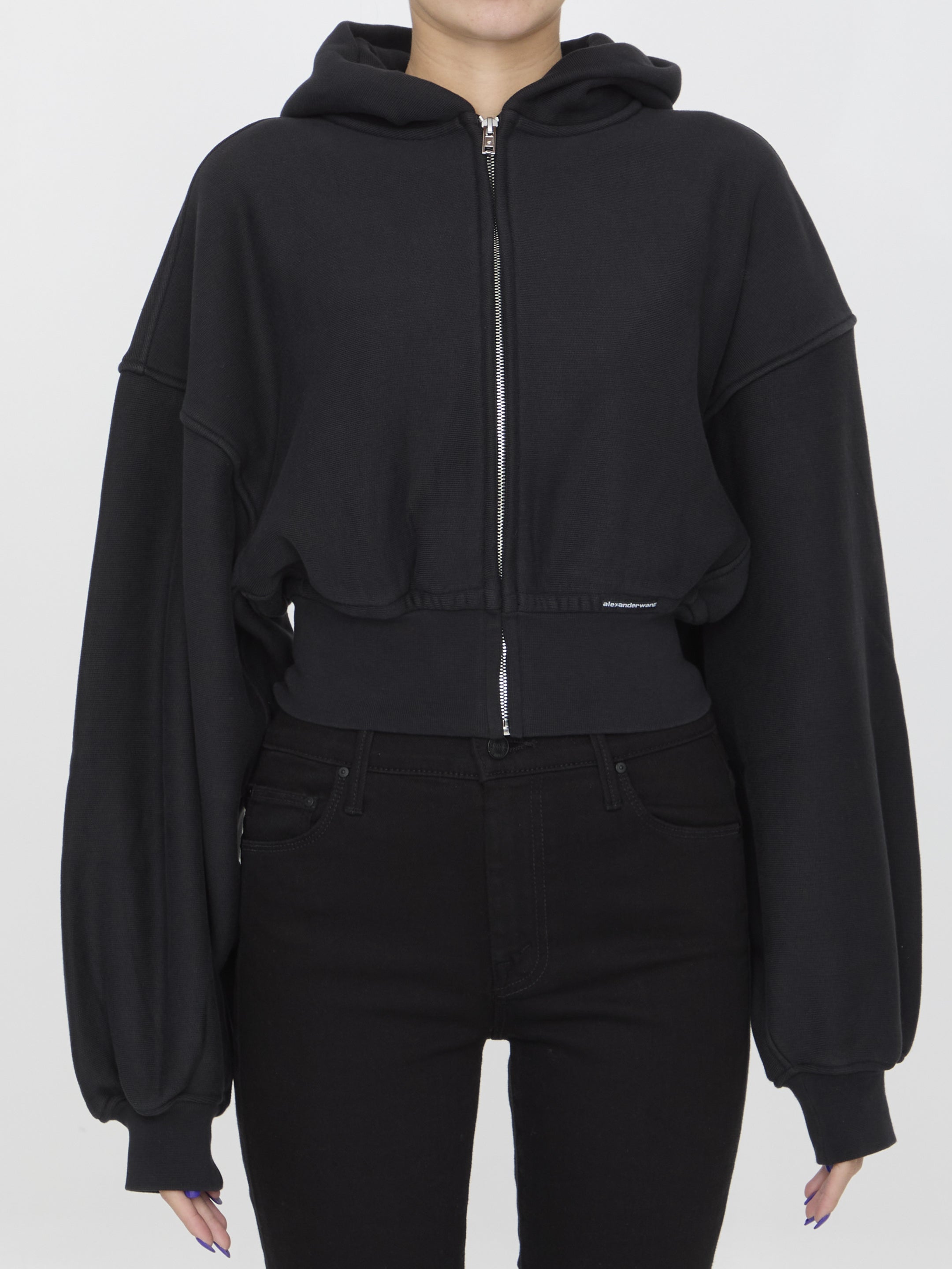T BY ALEXANDER WANG Women's Cropped Zip-Up Hoodie
