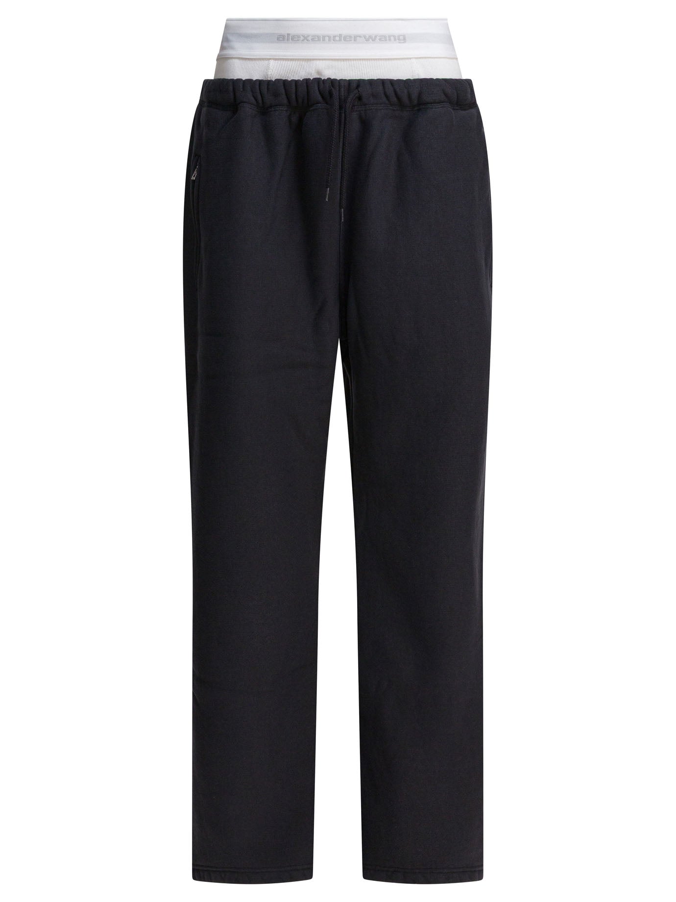 ALEXANDER WANG Chic Wide Leg Sweatpants with Logo Elastic Waistband
