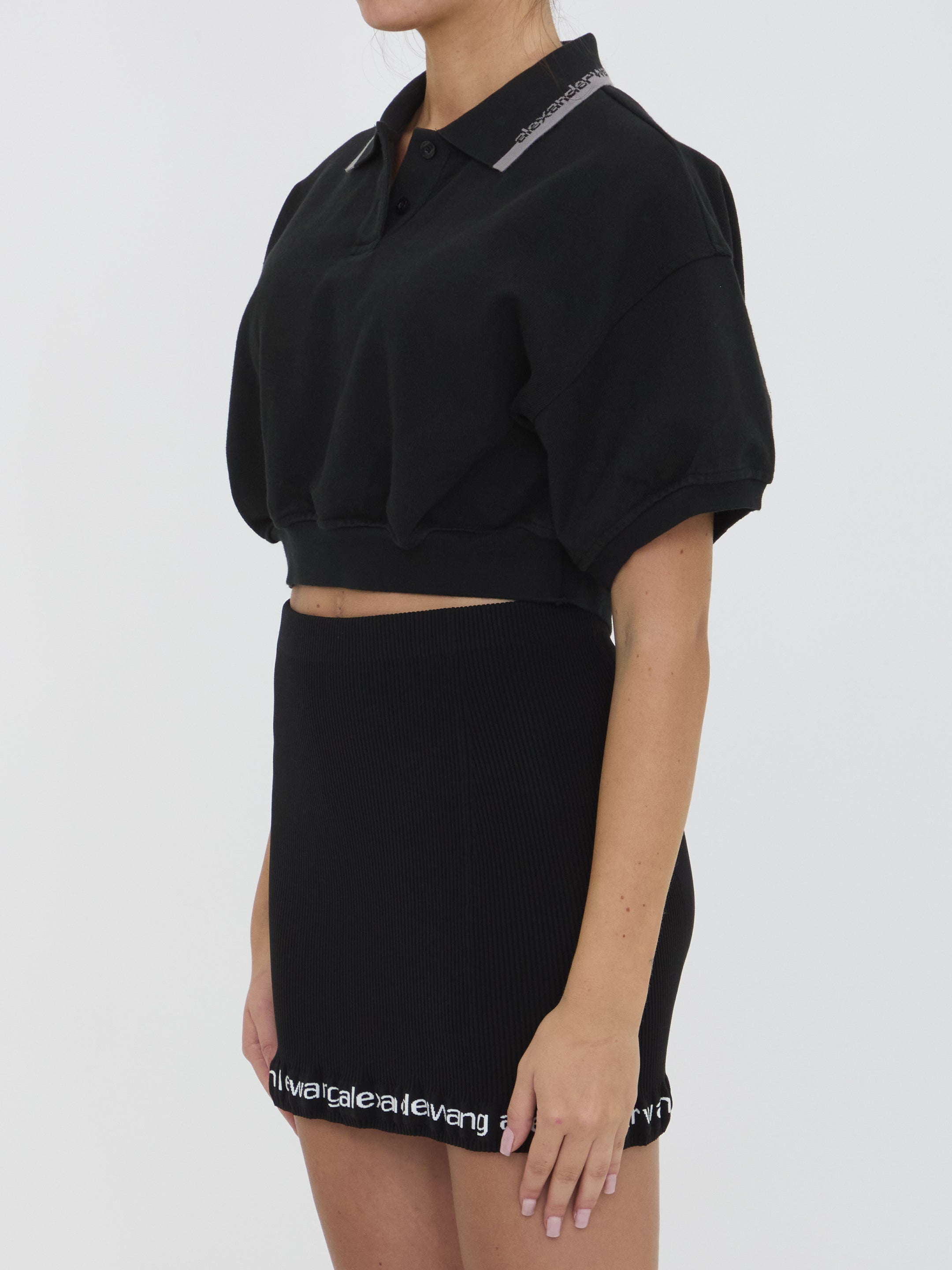 ALEXANDER WANG Cropped Cotton Polo Shirt