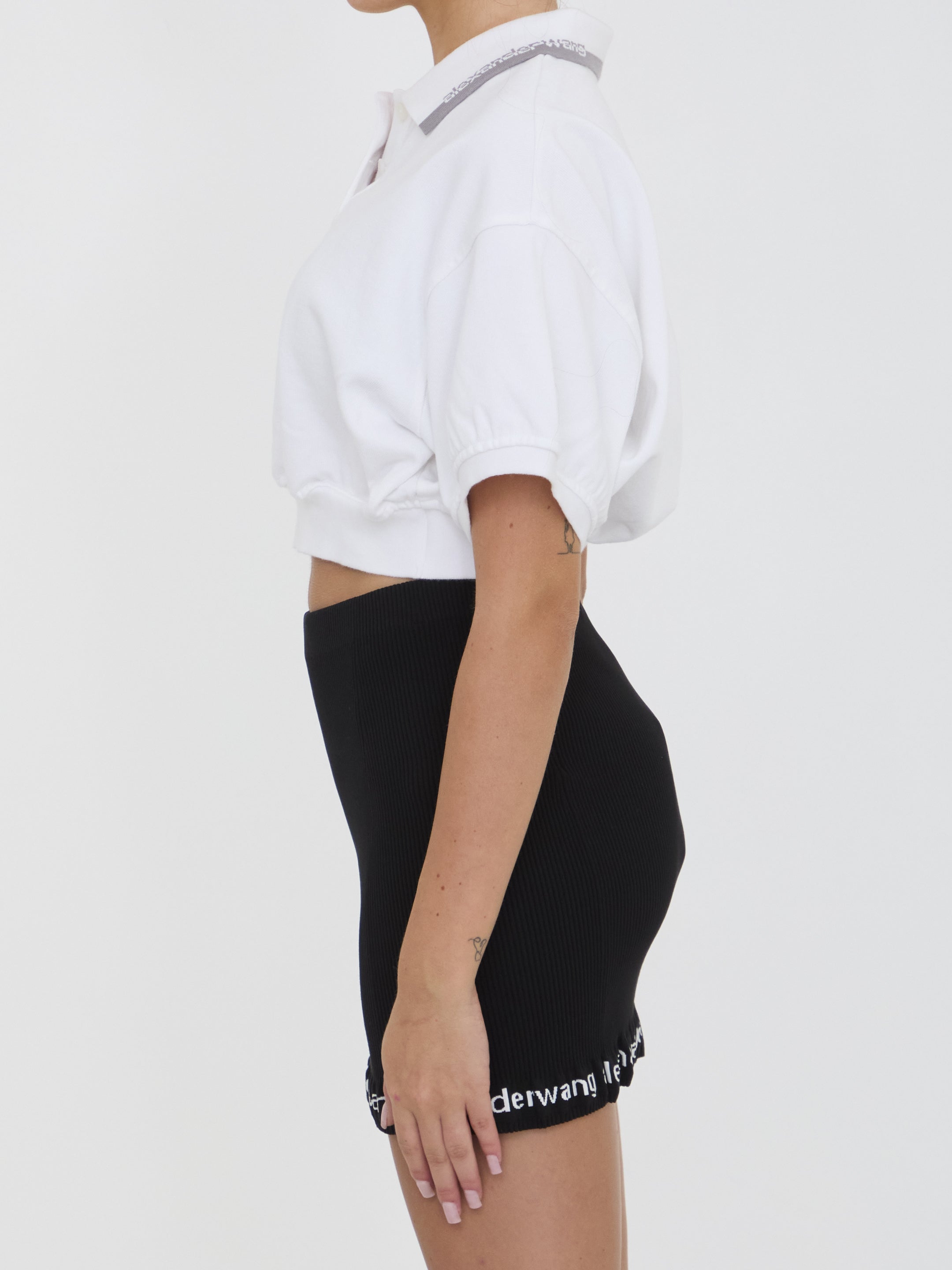 ALEXANDER WANG Mini Cropped Cotton Polo Shirt