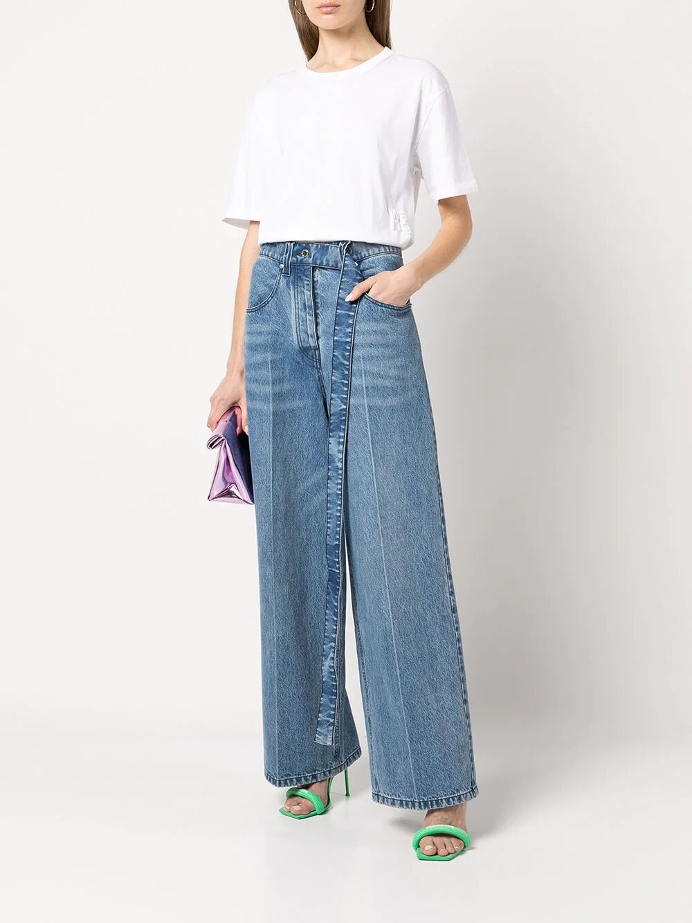 ALEXANDER WANG Essential Short Sleeve Tee with Puff Logo and Bound Neck