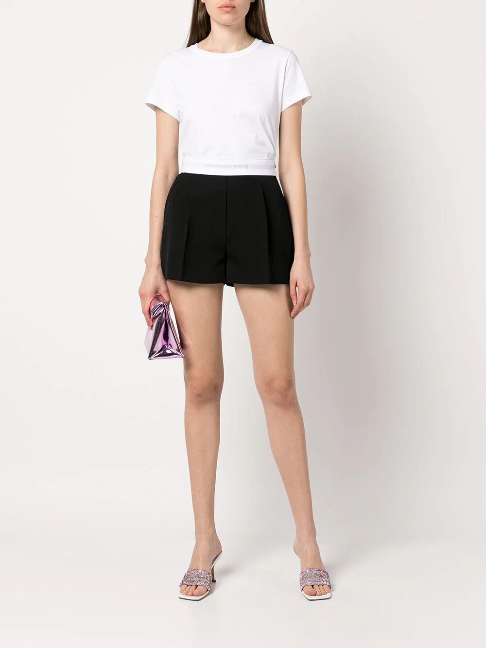 ALEXANDER WANG Essential Shrunk Tee with Puff Logo and Bound Neck
