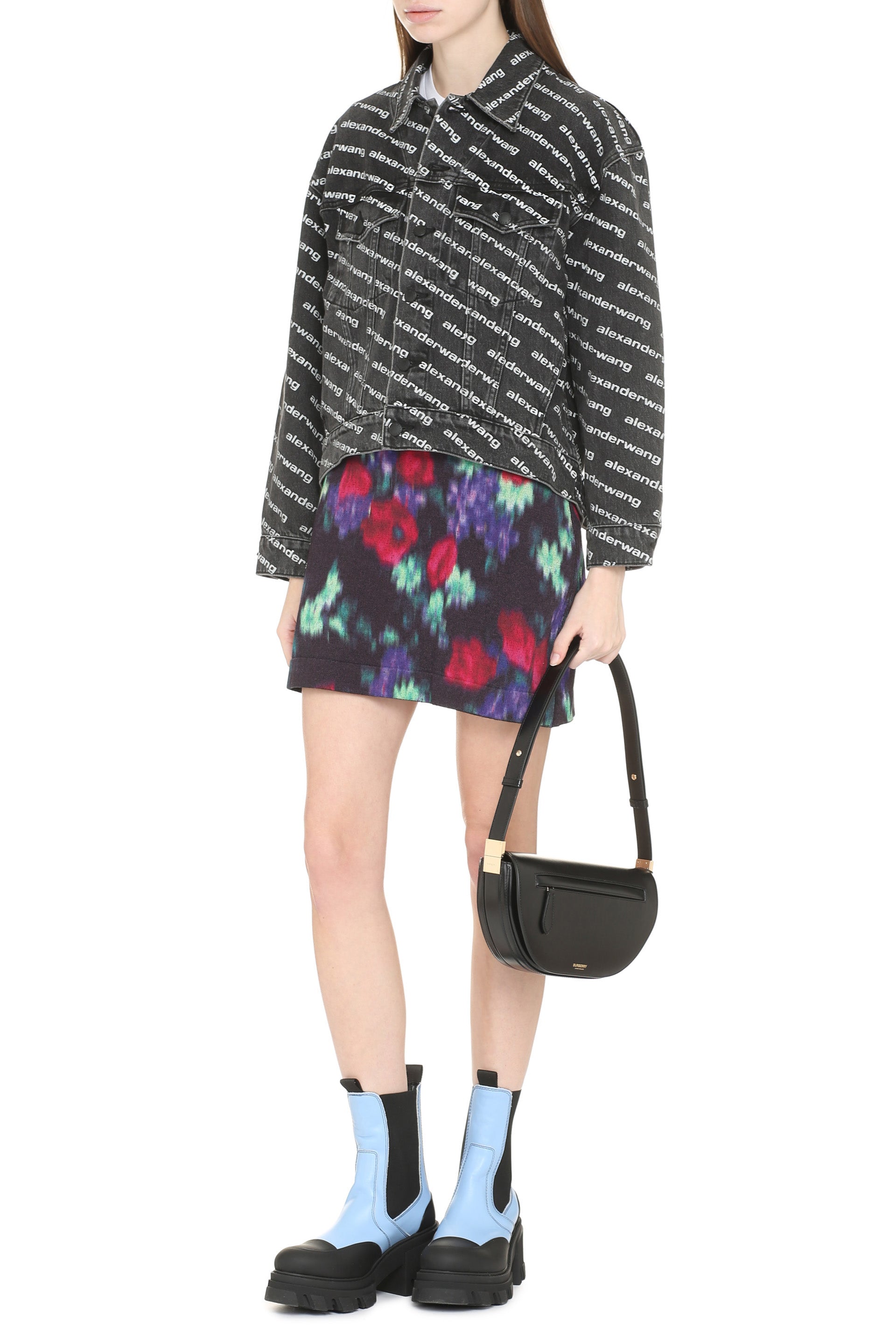 ALEXANDER WANG All-Over Logo Printed Denim Jacket