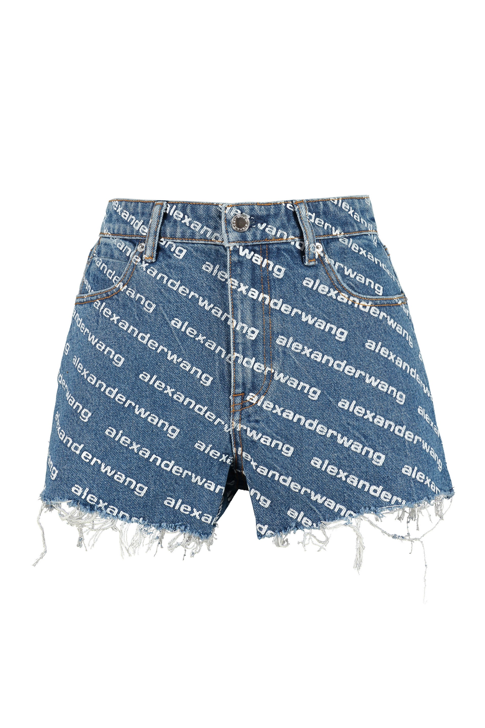 ALEXANDER WANG Frayed Hem Mini Denim Shorts