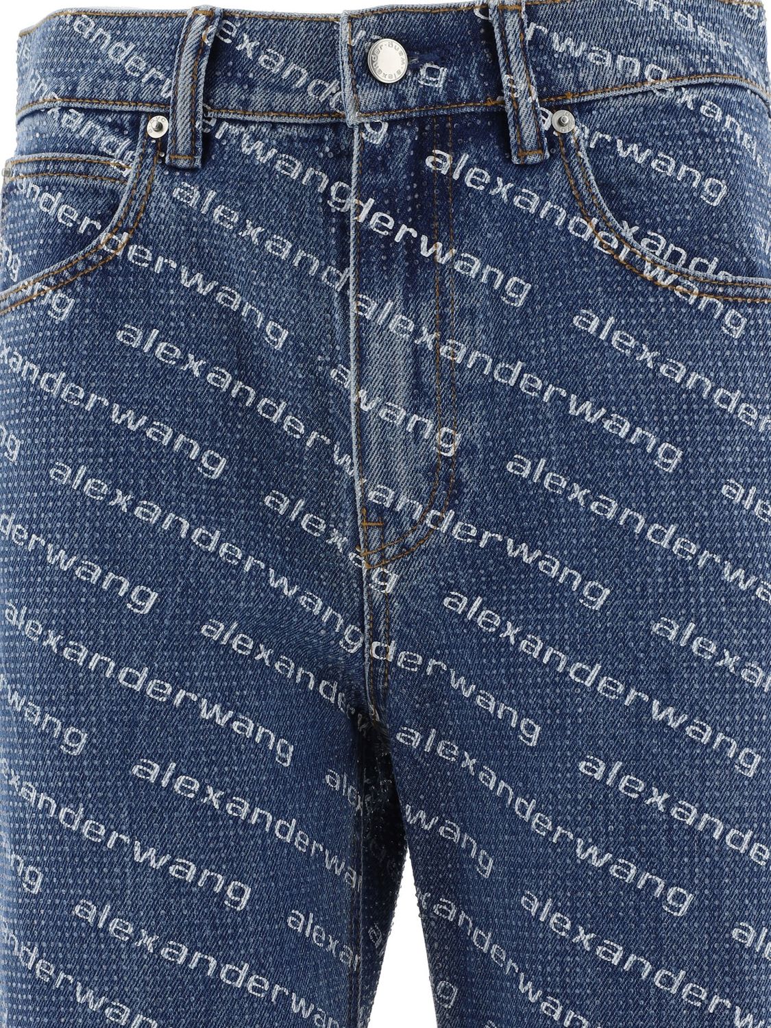 ALEXANDER WANG Relaxed Fit Jeans with Logo Crystal Hotfix