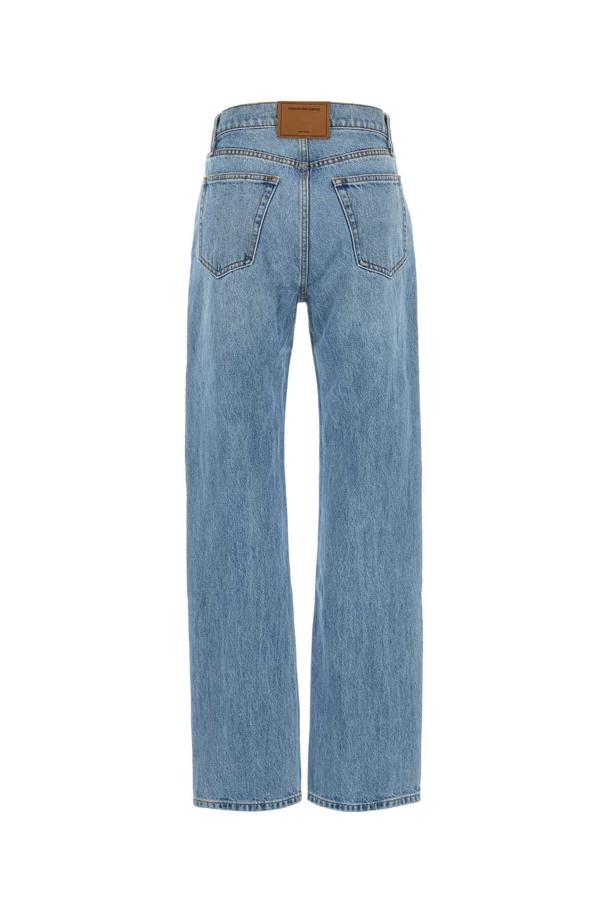 ALEXANDER WANG EZ Mid Rise Jeans with Mesh Logo Cut Out