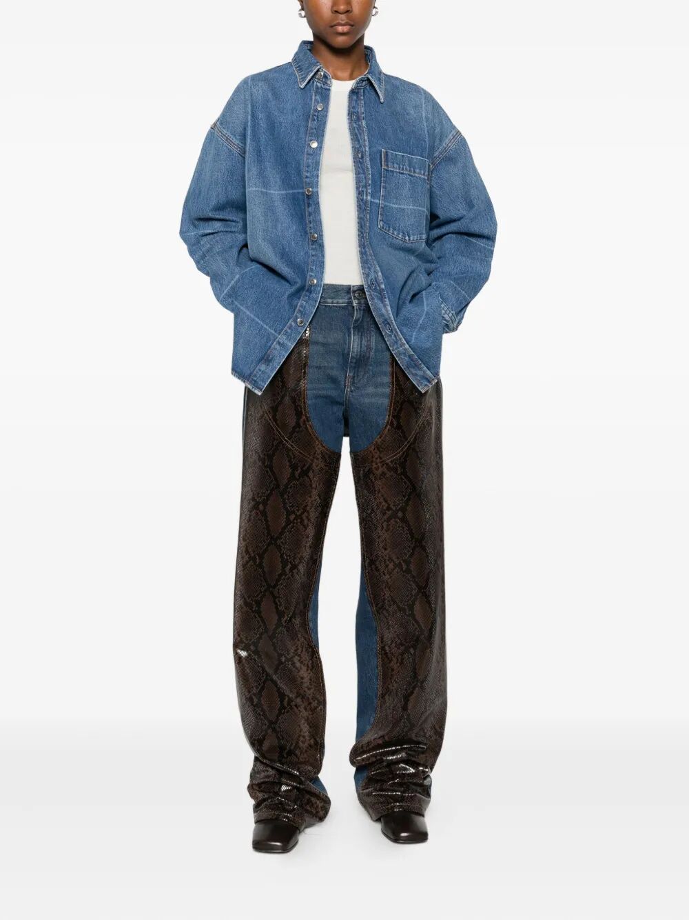 ALEXANDER WANG Grid-Pattern Denim Shirt