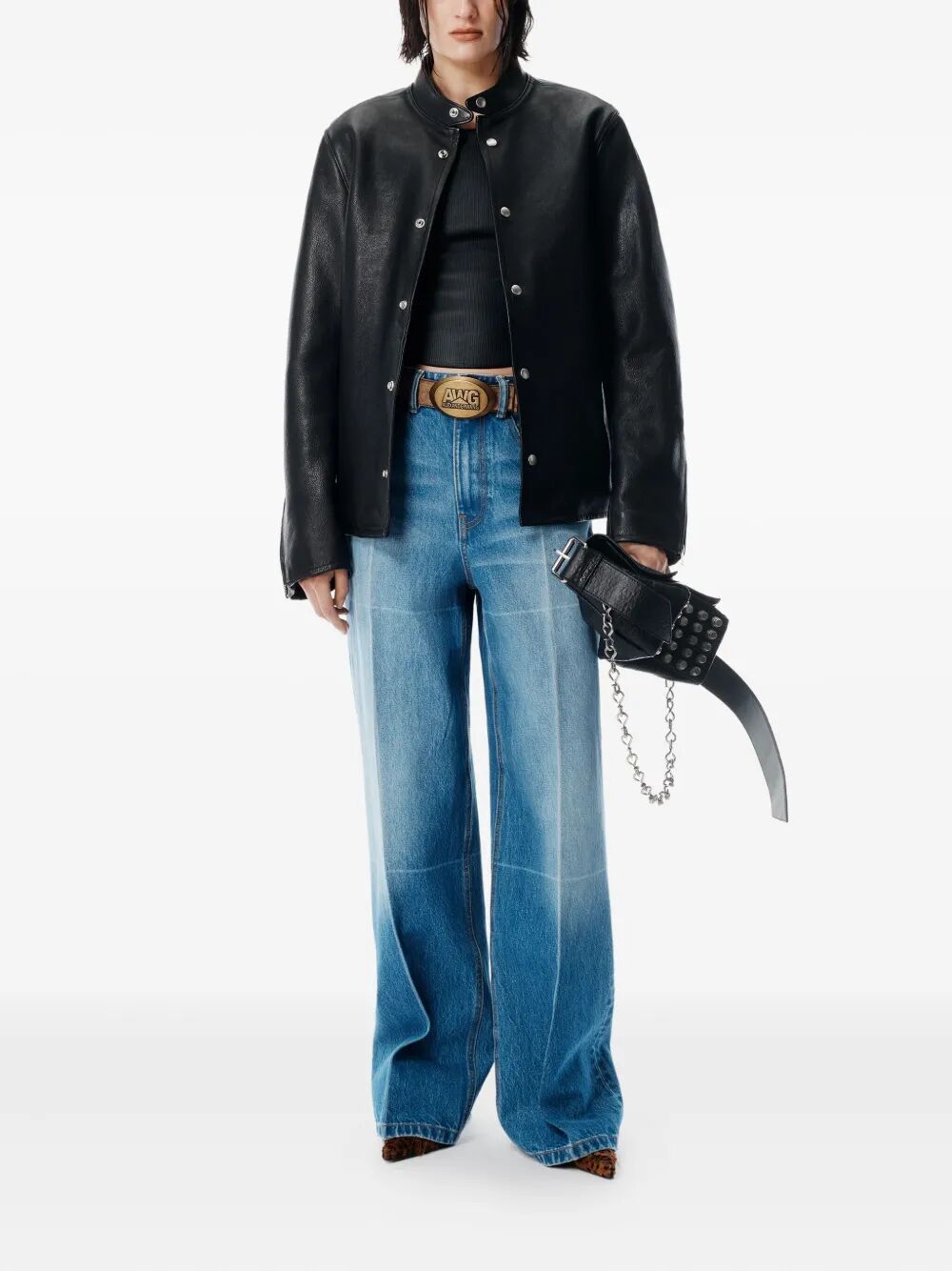 ALEXANDER WANG Foldline Wide Straight-Leg Jeans