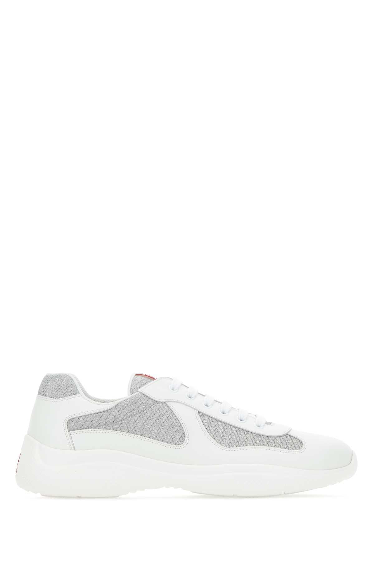 PRADA Men's Two-Tone Leather and Tech Fabric Sneakers