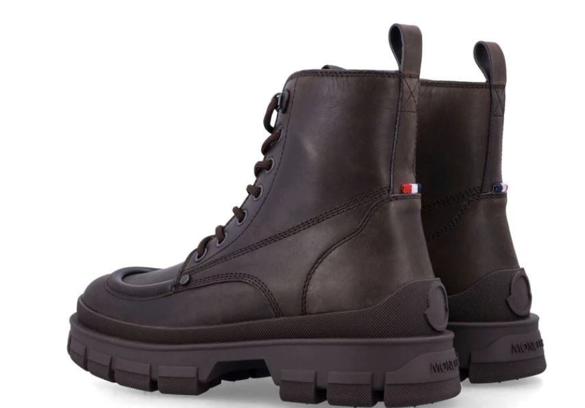 MONCLER Mini Leather Lace Up Ankle Boots