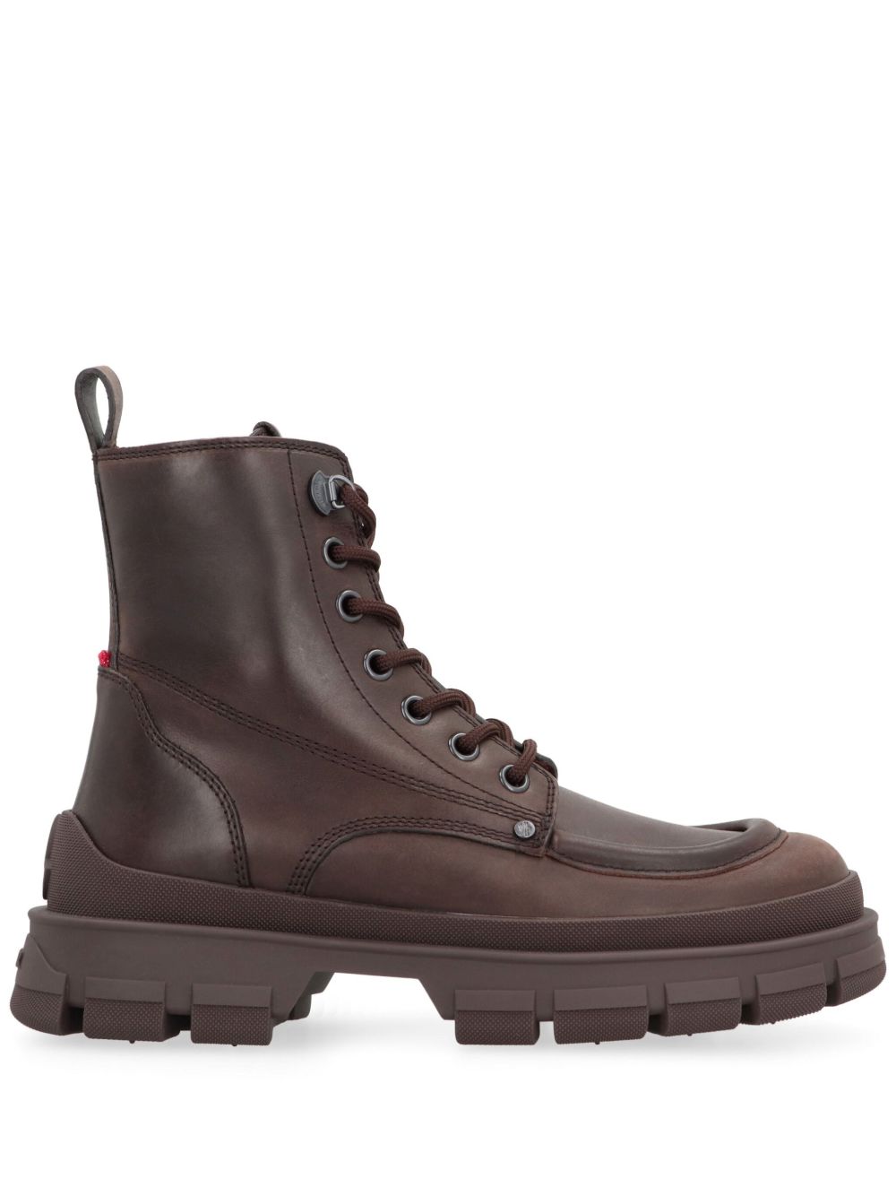 MONCLER Mini Leather Lace Up Ankle Boots