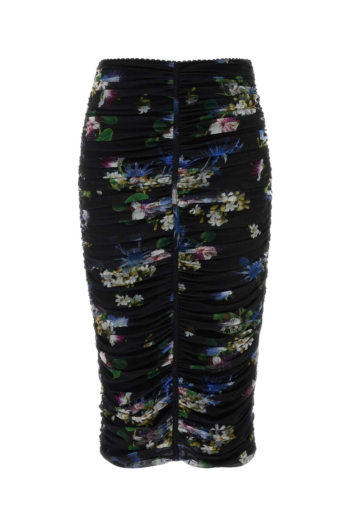 BLUMARINE Mini Floral Printed Stretch Tulle Skirt