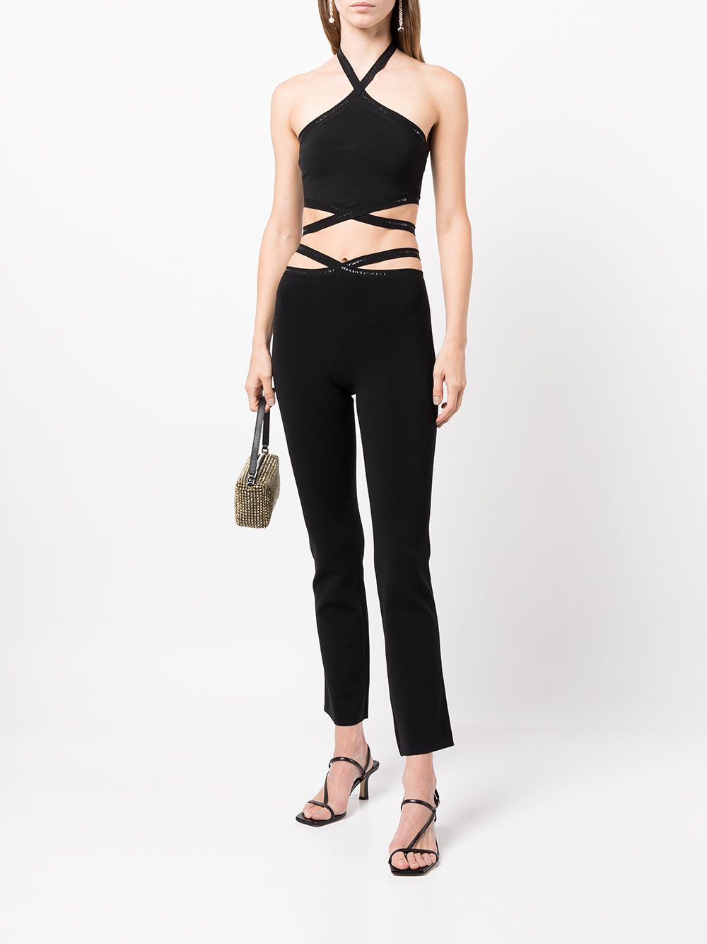 T BY ALEXANDER WANG High Waist Cross Leggings with Logo