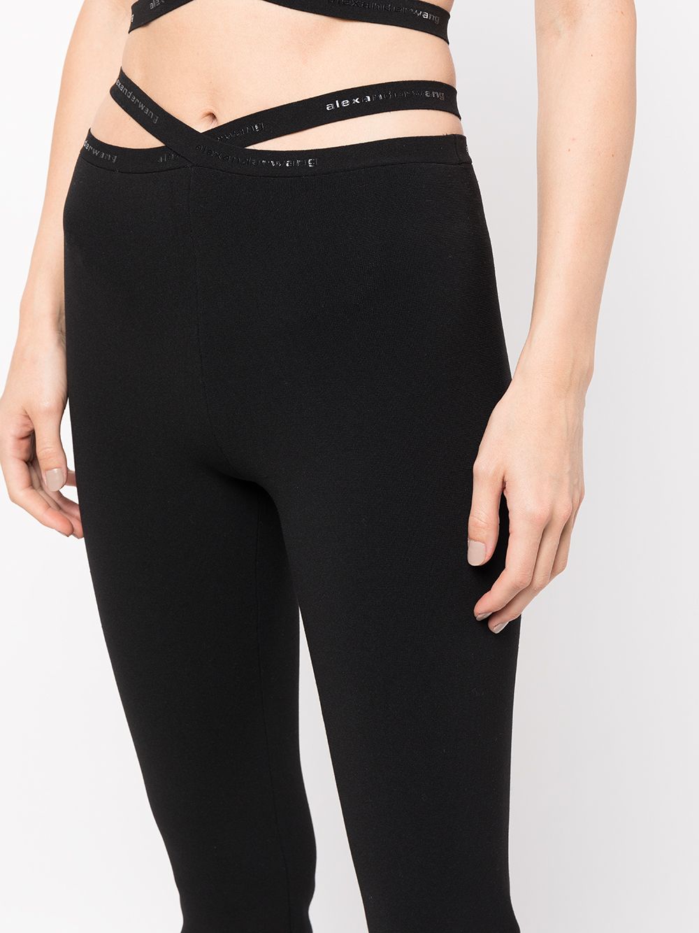 T BY ALEXANDER WANG High Waist Cross Leggings with Logo