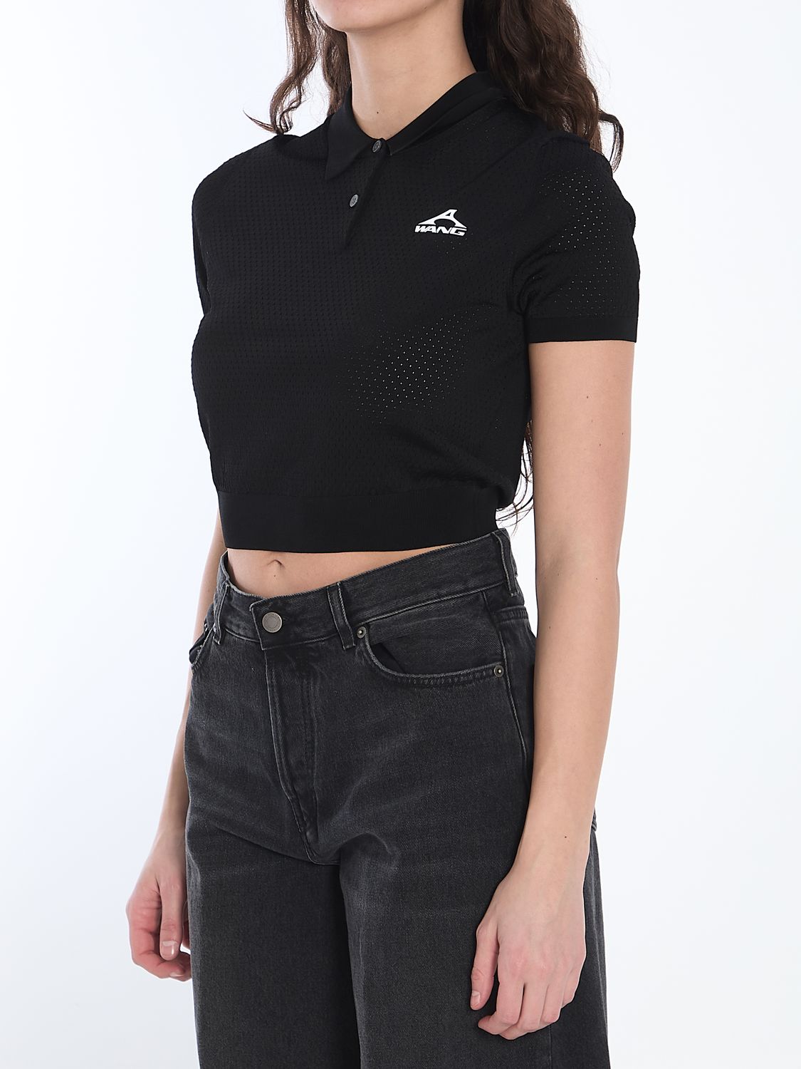 ALEXANDER WANG Cropped Technical Fabric Polo Shirt