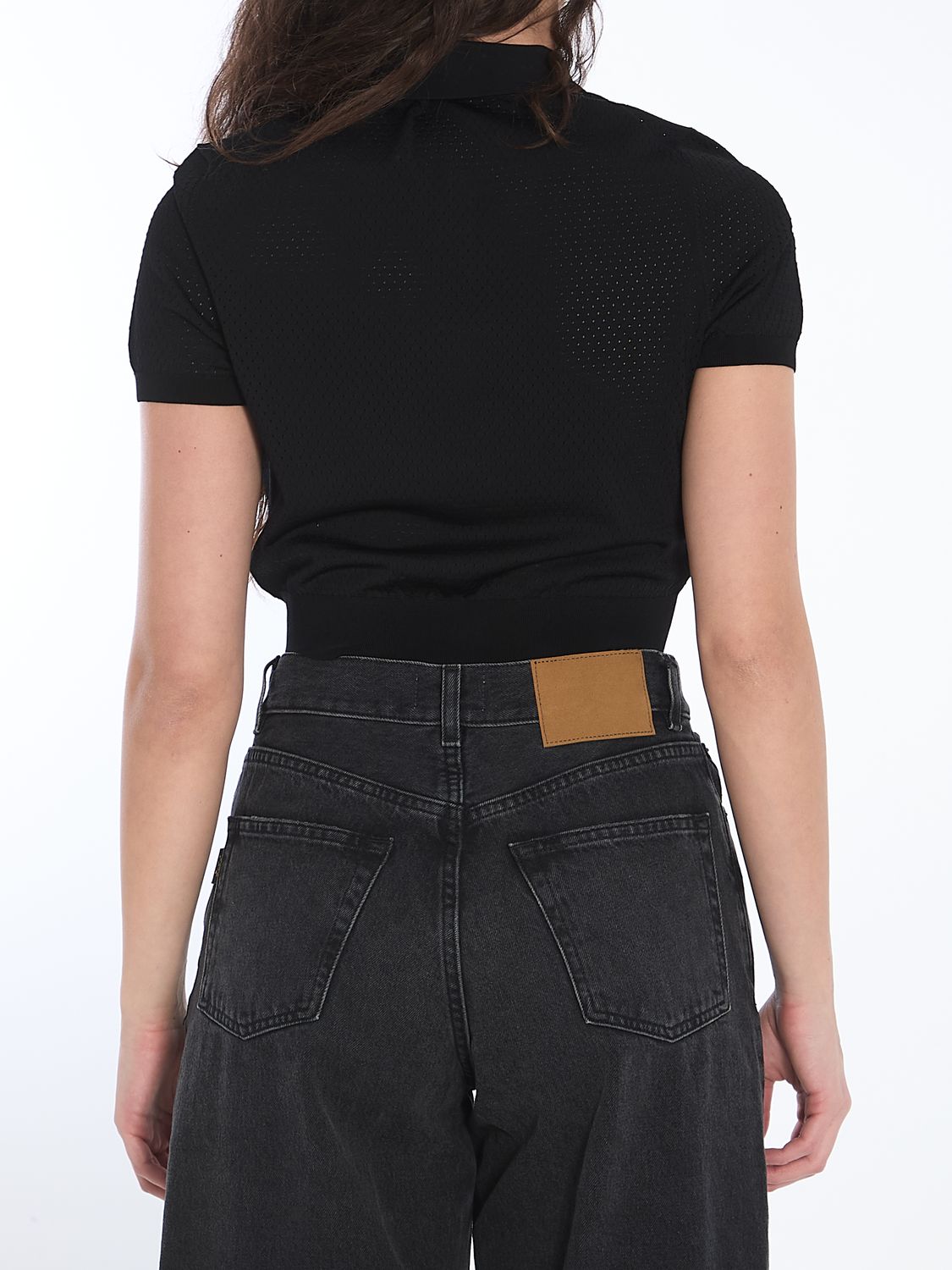 ALEXANDER WANG Cropped Technical Fabric Polo Shirt