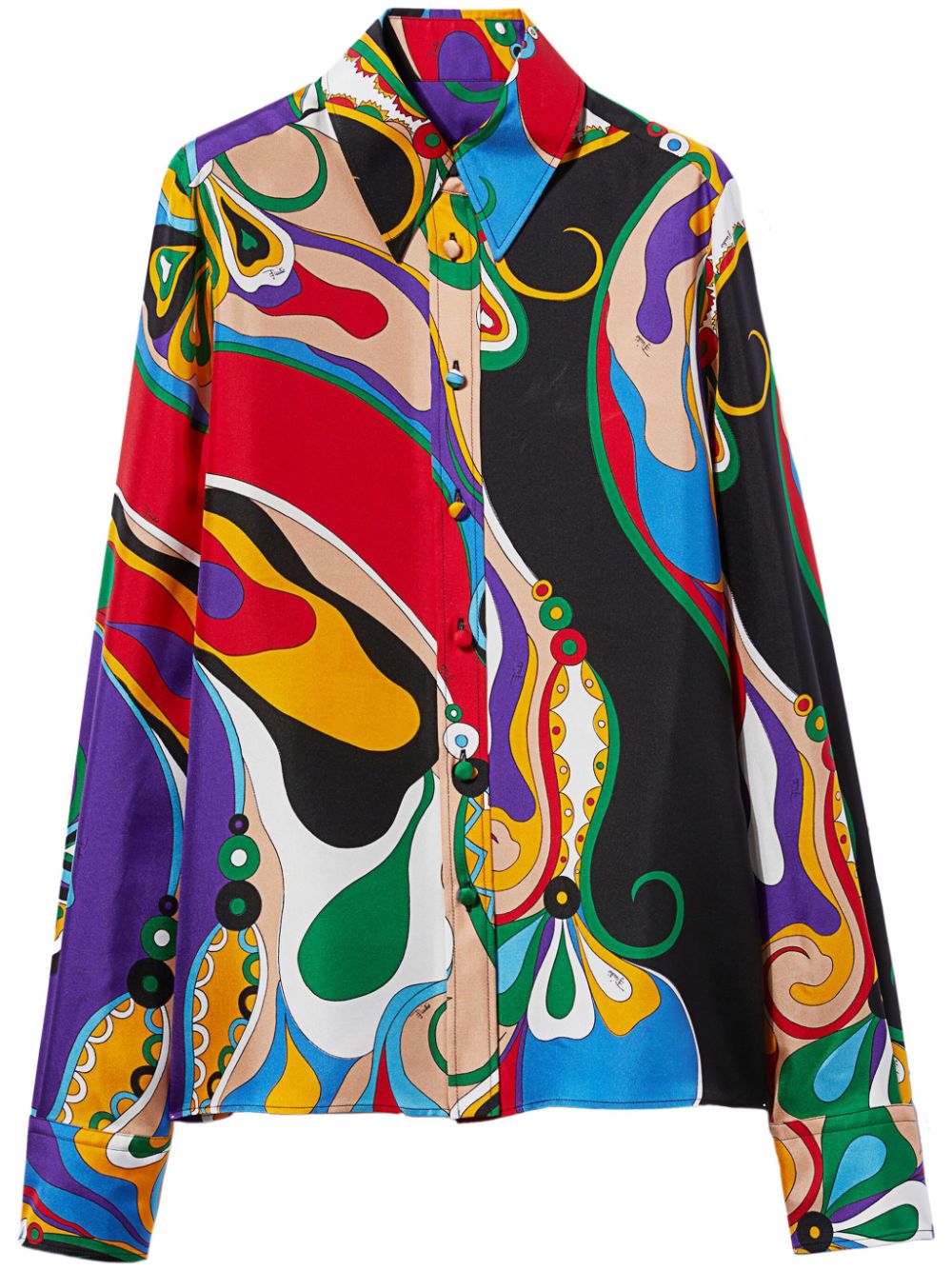 EMILIO PUCCI Printed Silk Shirt - Regular Fit Size 40