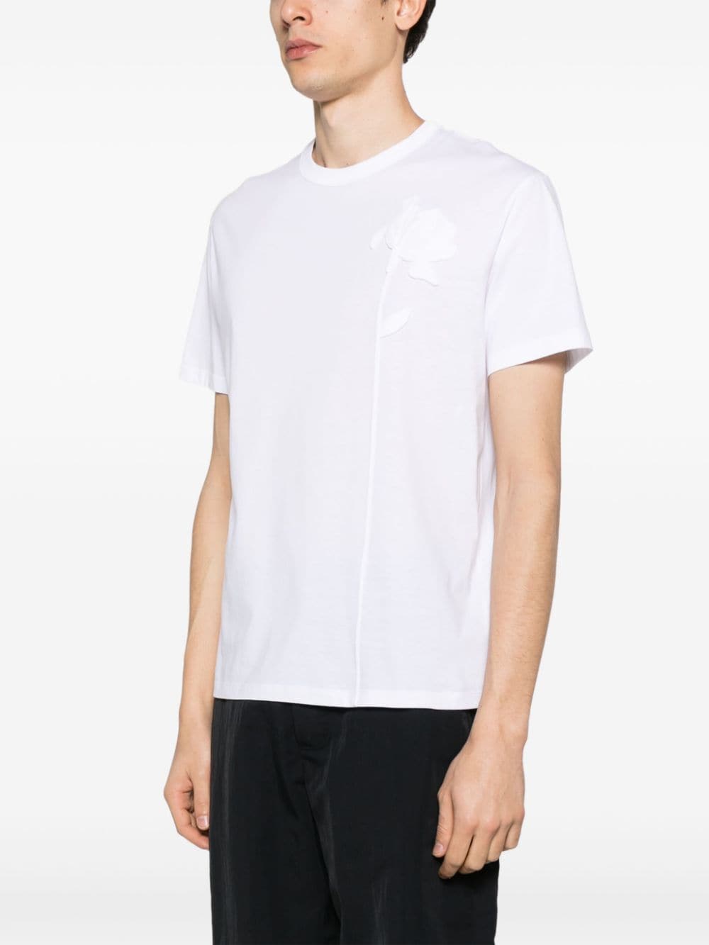 VALENTINO Floral Appliqué Cotton Tee