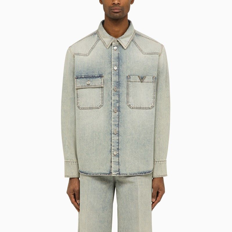 VALENTINO Men's Denim Shirt - Size 48