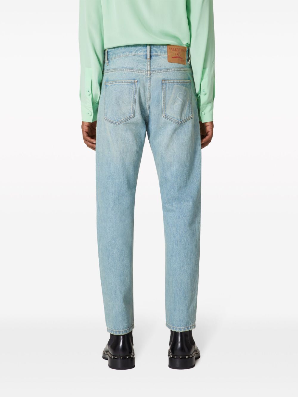 VALENTINO GARAVANI Luxury Lightwash Denim Mid-Rise Tapered Jeans