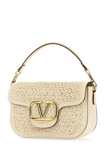 VALENTINO GARAVANI Mini Raffia and Leather Vlogo Handbag
