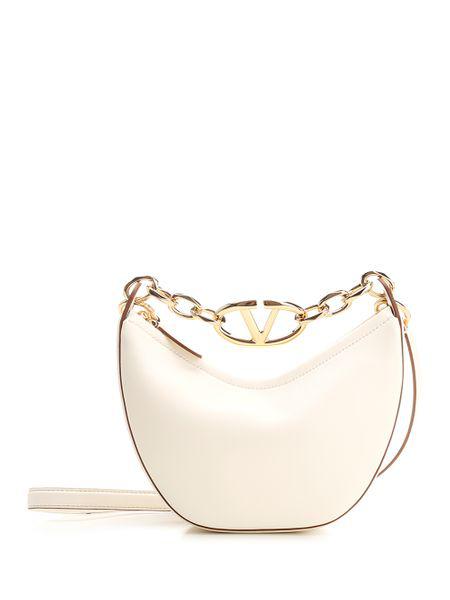 VALENTINO GARAVANI Mini Leather Hobo Handbag with Vlogo Moon Design