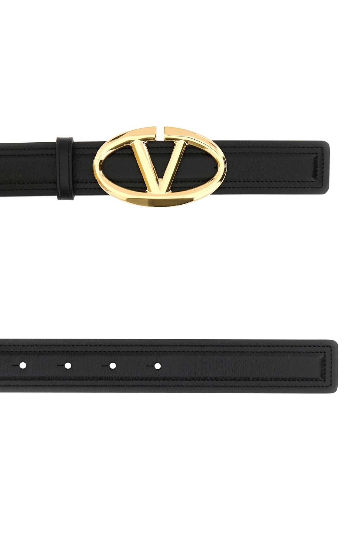 VALENTINO GARAVANI Reversible Leather Belt with Golden Metal Finishing