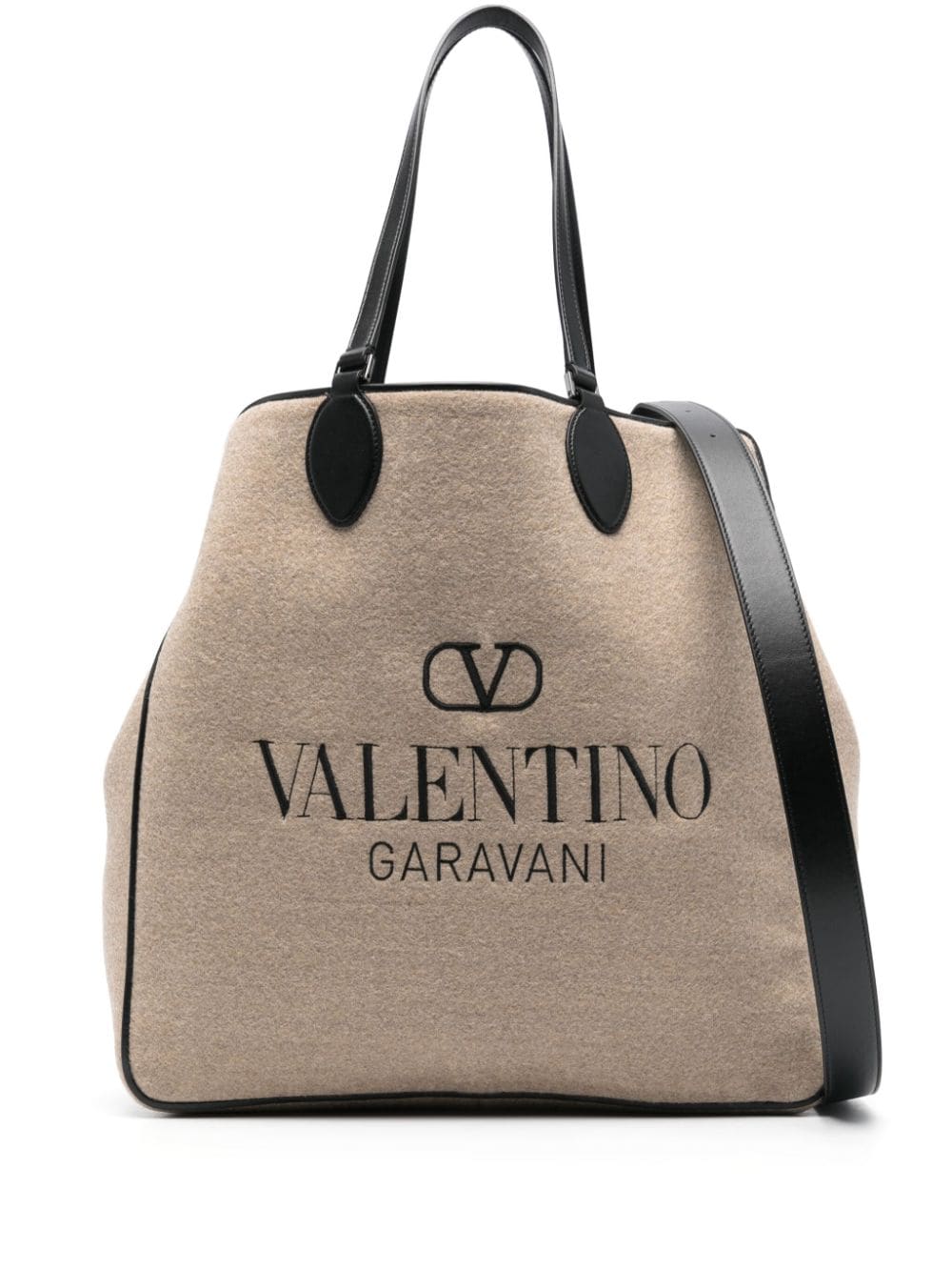 VALENTINO Premium Leather Reversible Handbag with Embroidered Logo