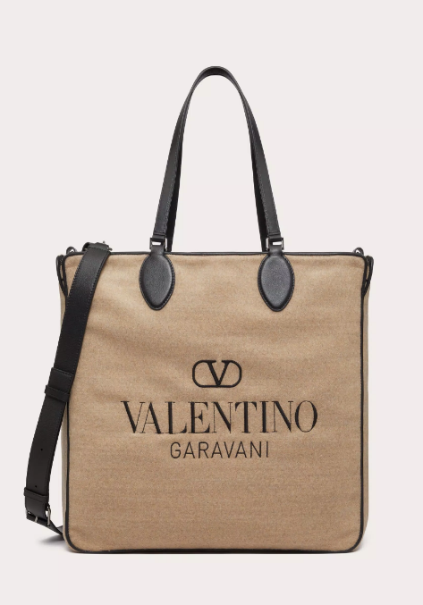 VALENTINO Premium Leather Reversible Handbag with Embroidered Logo