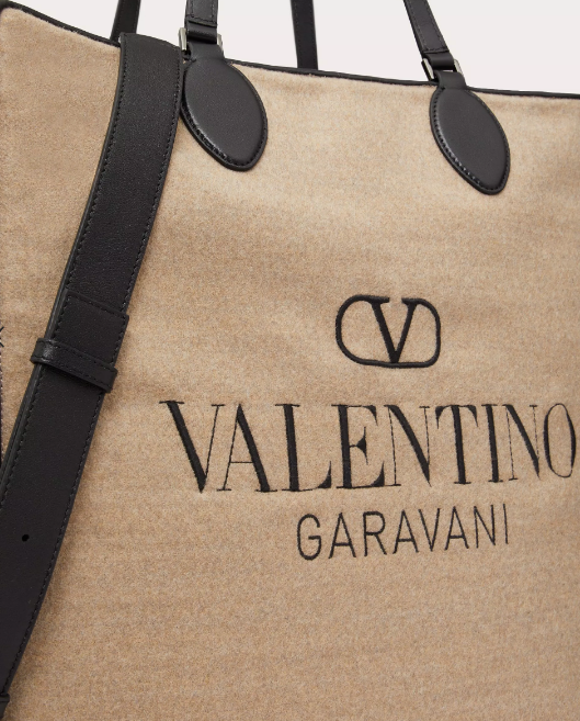 VALENTINO Premium Leather Reversible Handbag with Embroidered Logo