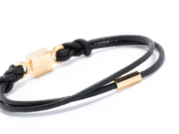 VALENTINO Rockstud Logo Engraved Bracelet with Braided Detail