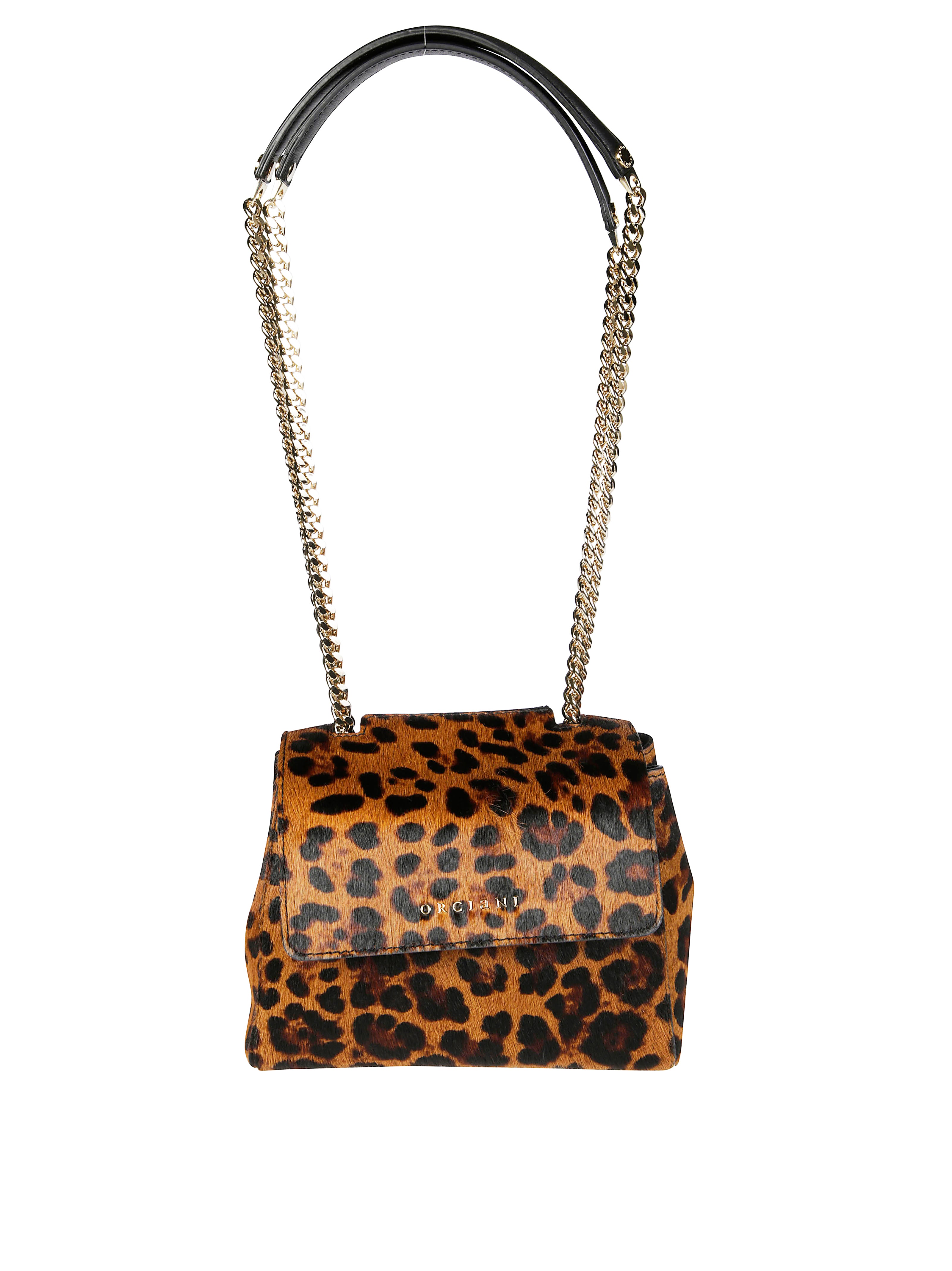 ORCIANI Mini Crossbody Bag with Leopard Chain