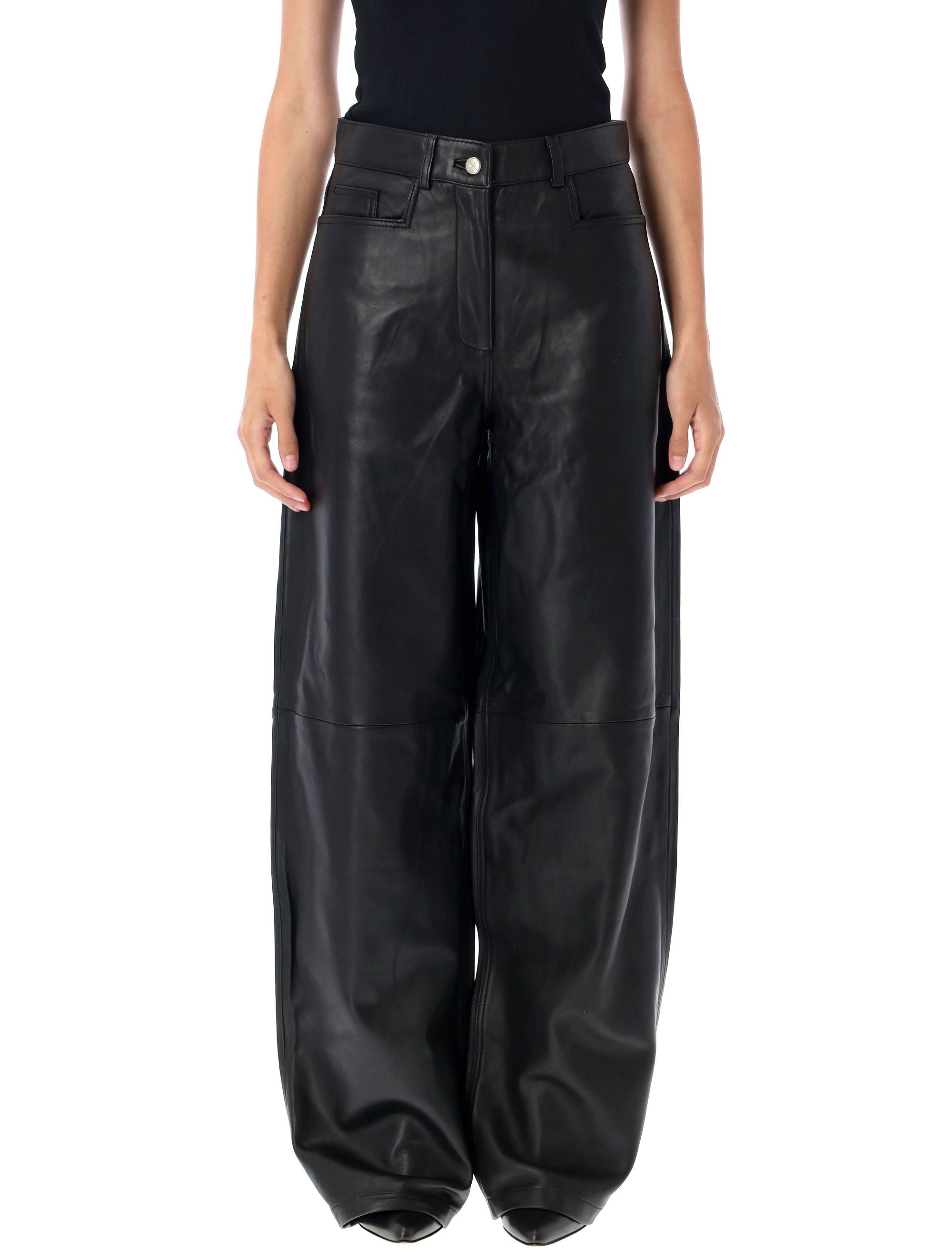 REMAIN Cocoon Wide Leg Leather Pants - Size 36
