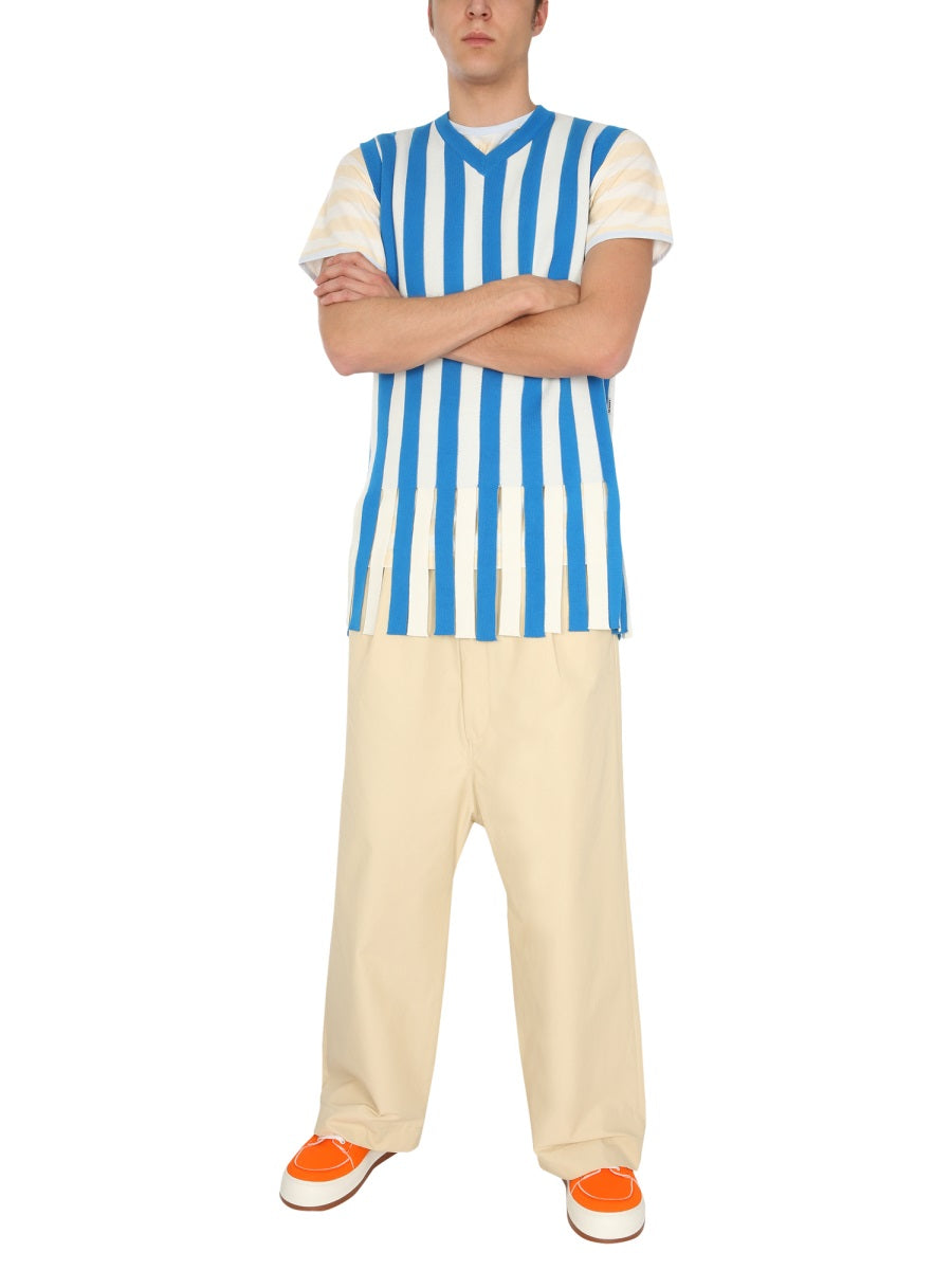 SUNNEI X ELEONORA BONUCCI V-Neck Sleeveless Striped Sweater for Men