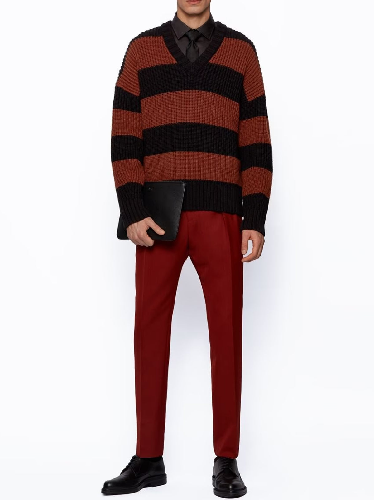 HUGO BOSS Ribbed Long Sleeve Sweater for Men