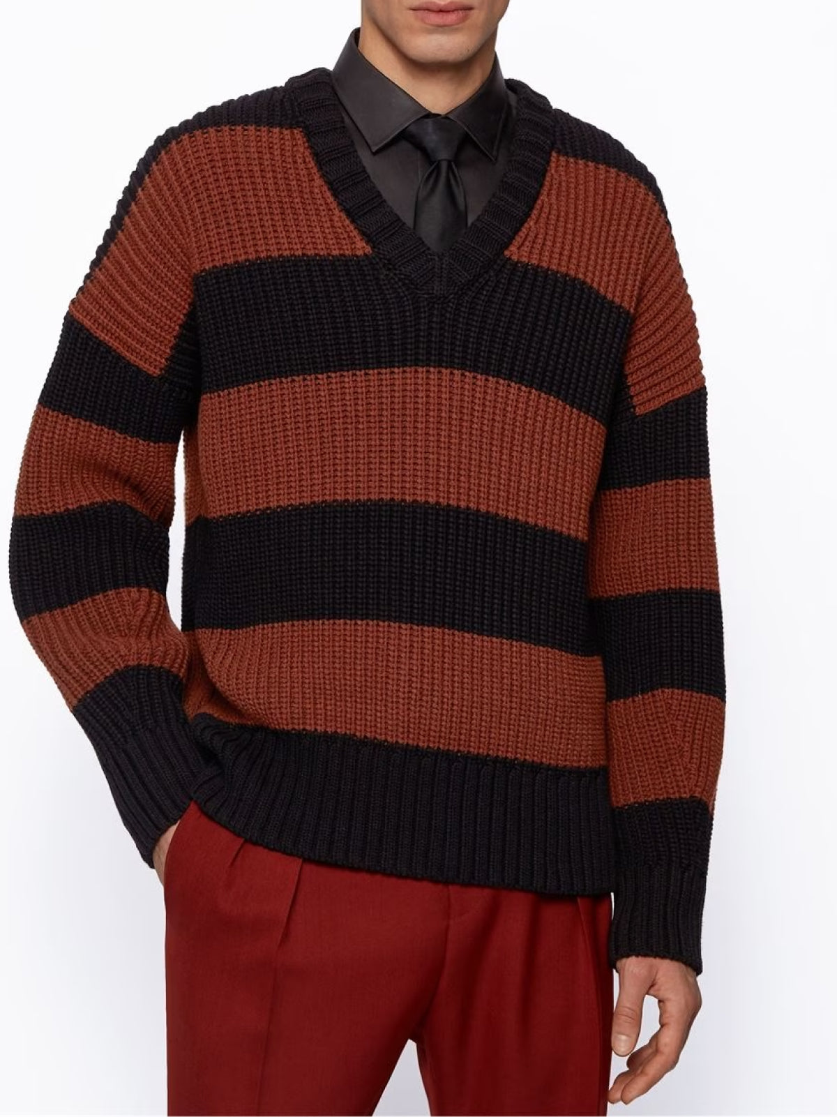 HUGO BOSS Ribbed Long Sleeve Sweater for Men