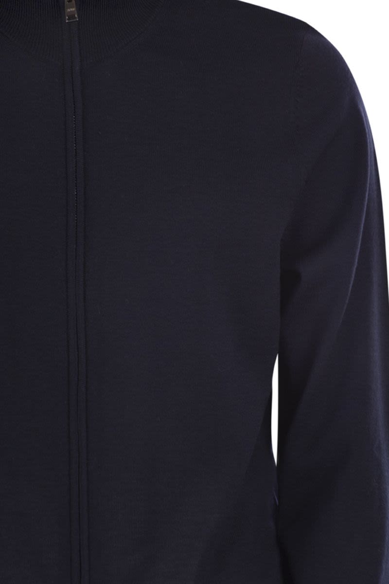 BOSS Men's Regular Fit Virgin Wool Knit Cardigan with Zip