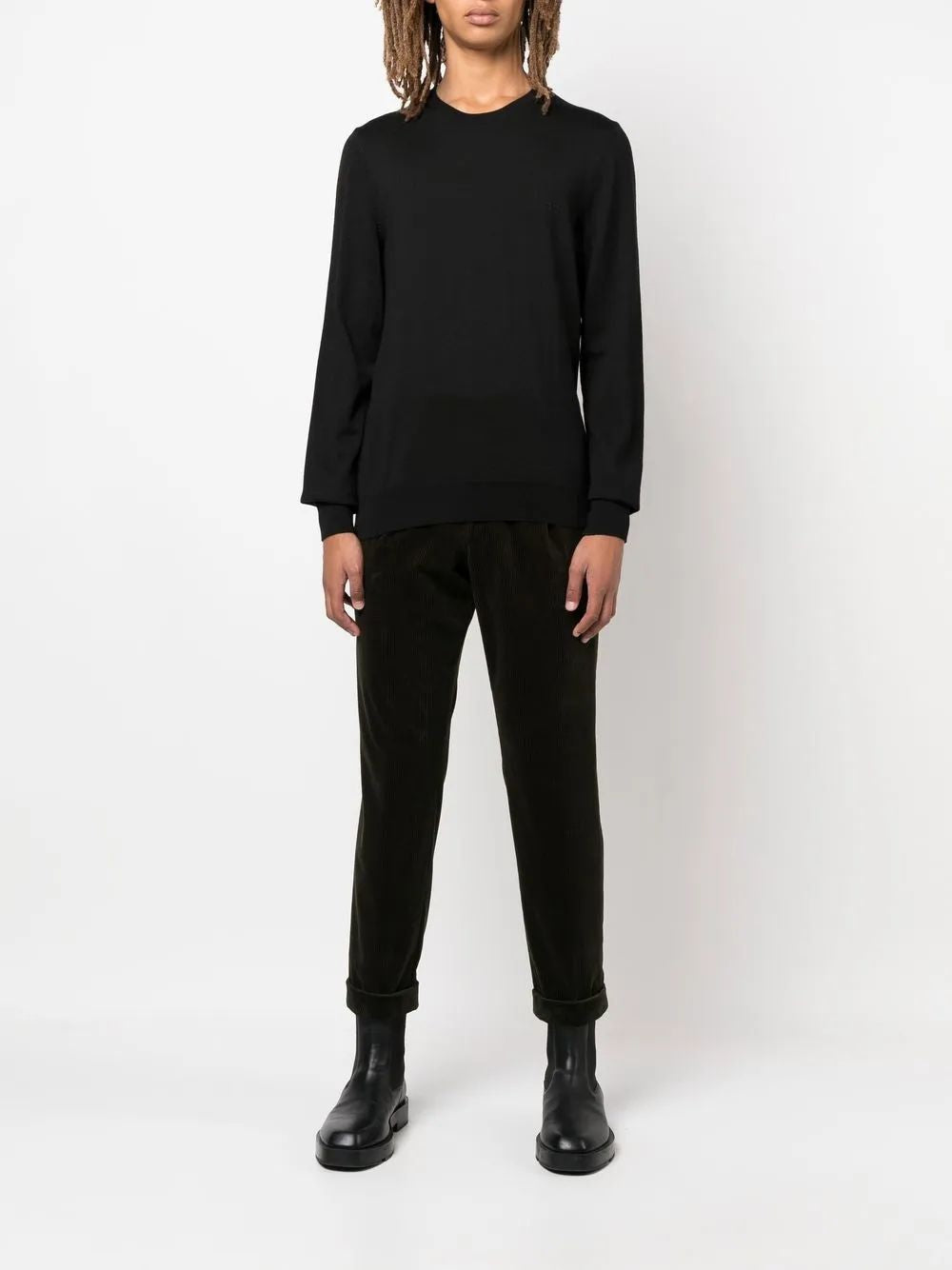 BOSS Virgin Wool Crew-Neck Sweater for Men