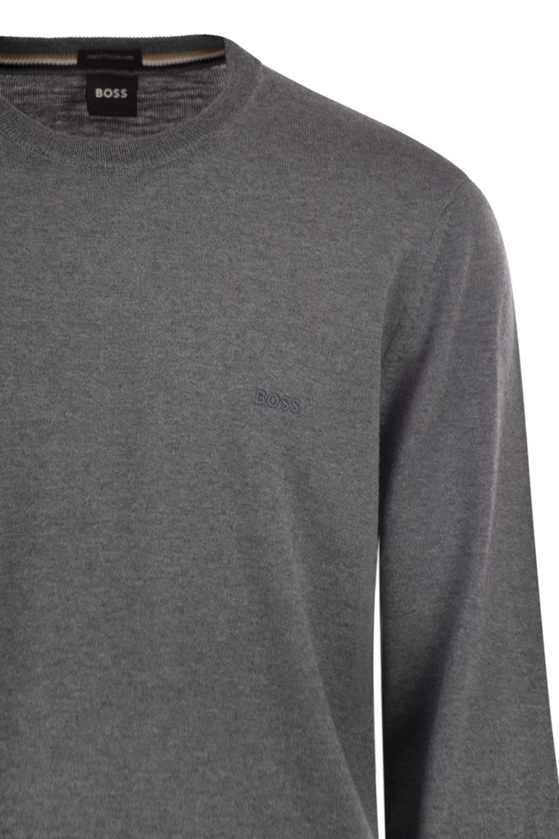 BOSS Regular Fit Virgin Wool Jumper with Embroidered Logo