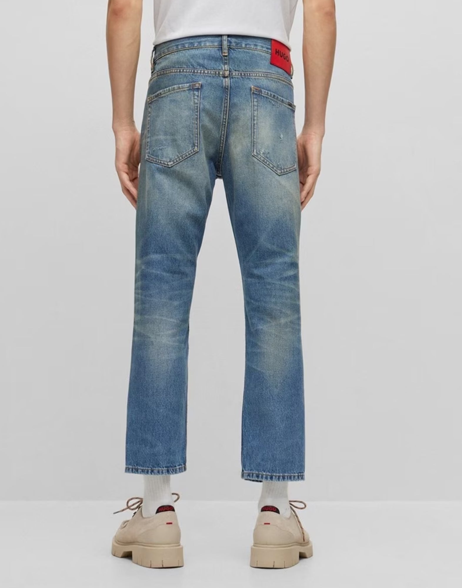 HUGO BOSS Cropped Loose Fit Vintage Wash Jeans