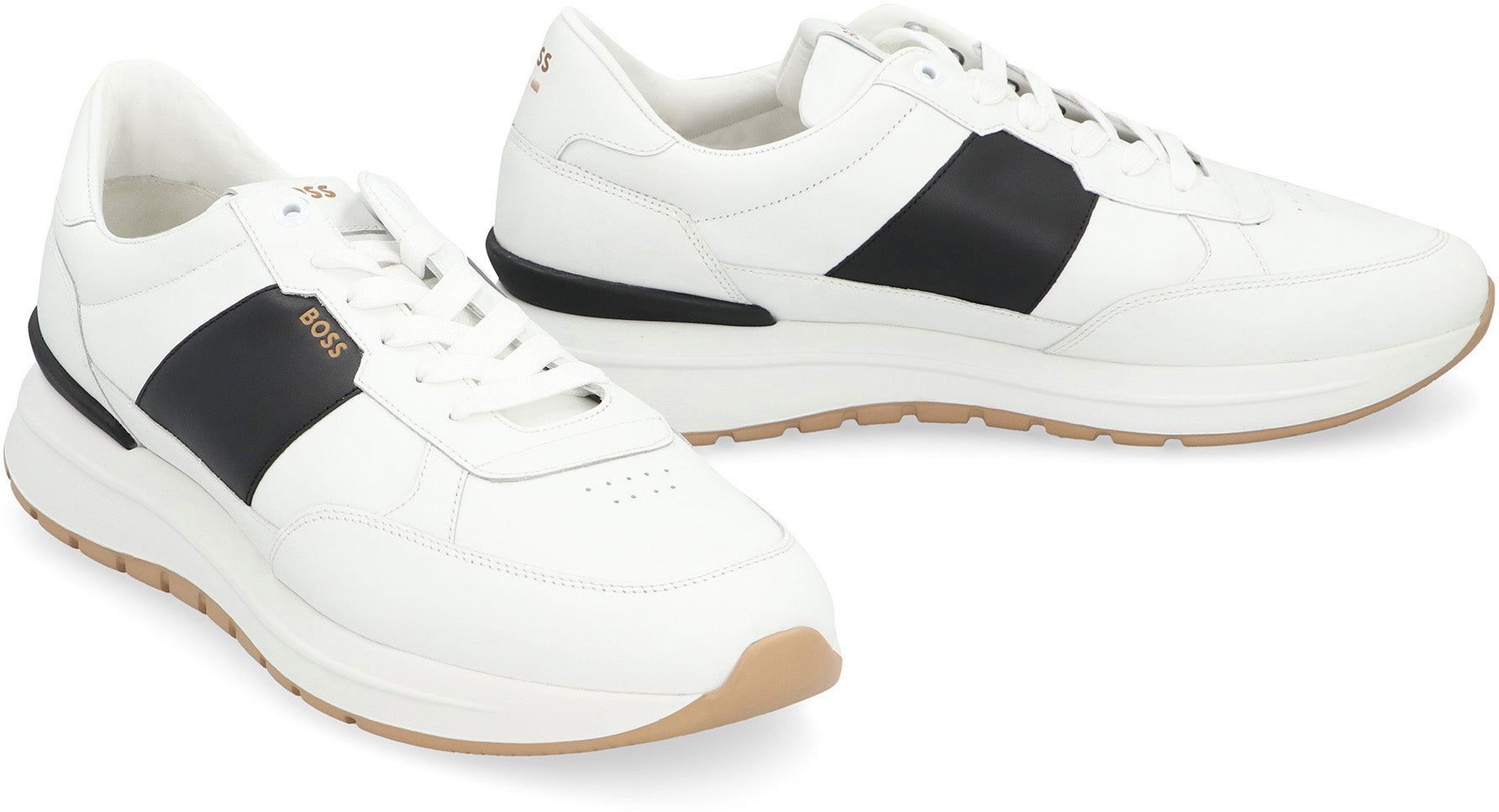 BOSS Round Toe Leather Low-Top Sneakers - SS24 Edition
