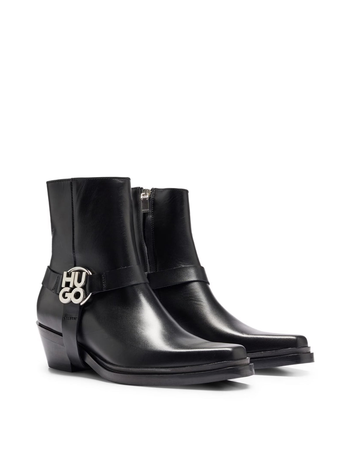 HUGO BOSS Stacked-Logo Ankle Boots with 5 cm Heel