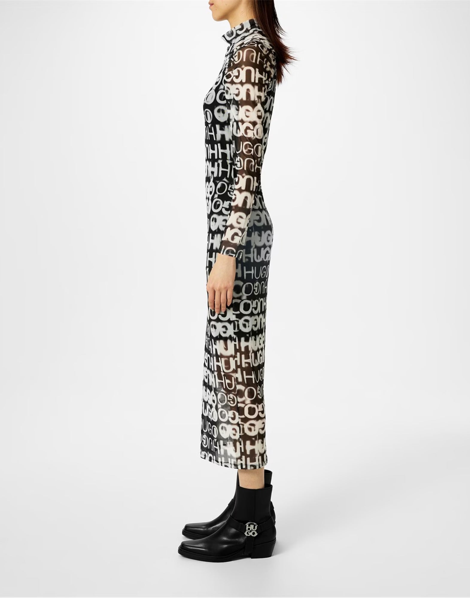 HUGO BOSS Stacked-Logo Ankle Boots with 5 cm Heel