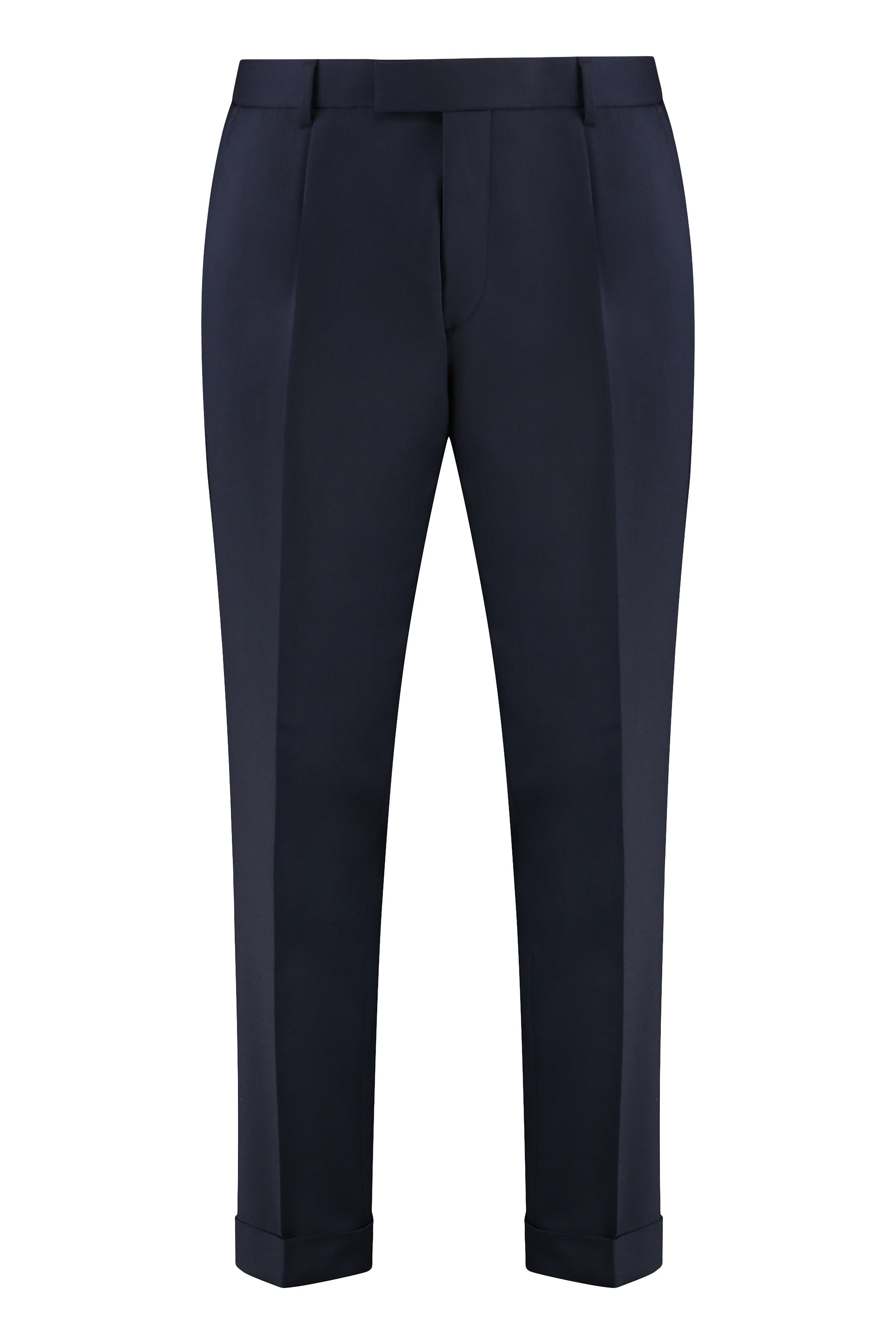 BOSS Men's Virgin Wool Trousers with Roll-Up Ankle Cuffs