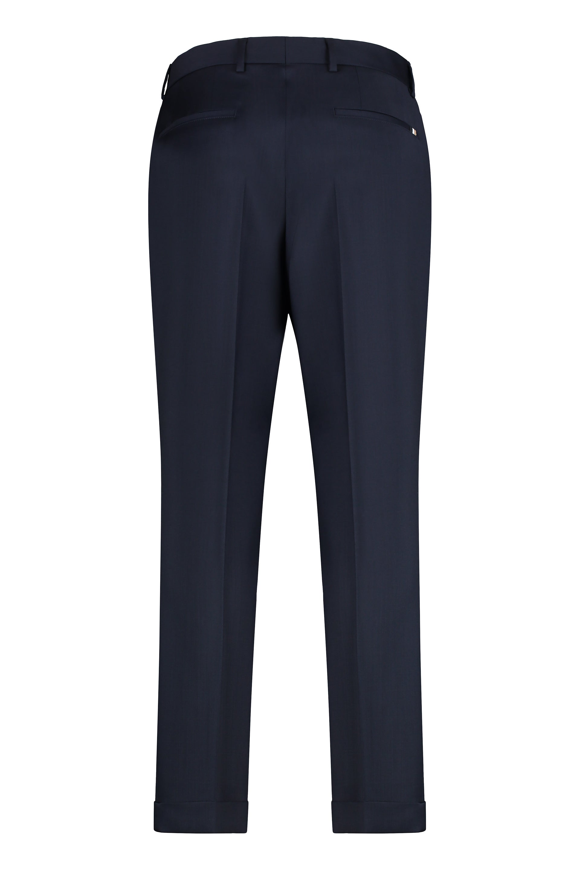 BOSS Men's Virgin Wool Trousers with Roll-Up Ankle Cuffs